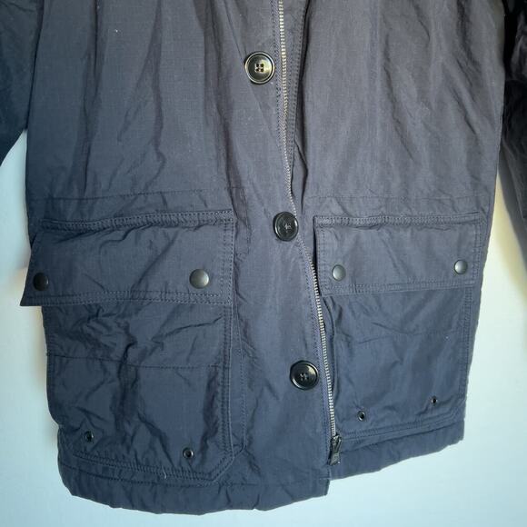 J Crew Jacket Coat Mens Small Highland Rip Stop Barn Navy Blue Ripstop Corduroy - Picture 4 of 8